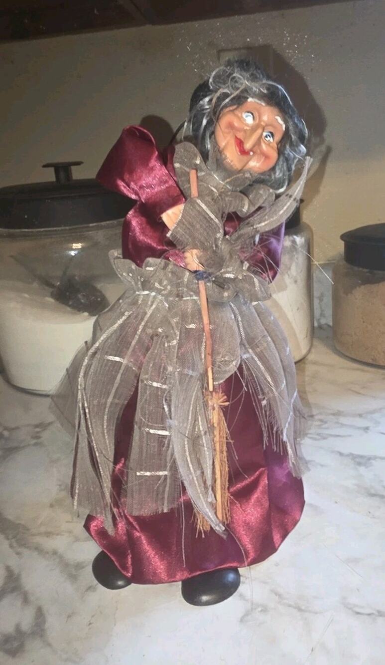 Vintage Animated Halloween Witch Shakes And Laughs Spooky Season 12" Table Decor